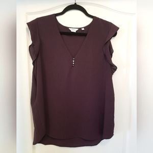 Reitman's purple blouse with flutter sleeves